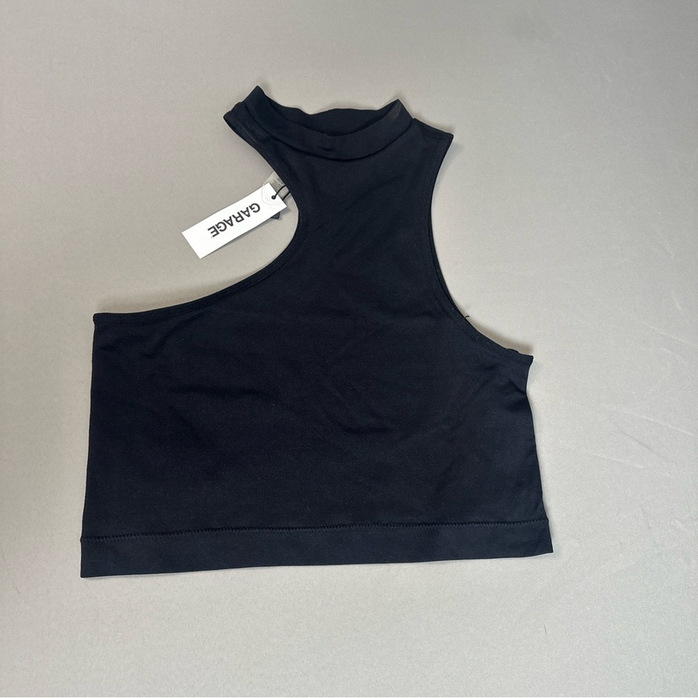 NWT Garage Asymmetrical Cut Out Crop Top M high neck
